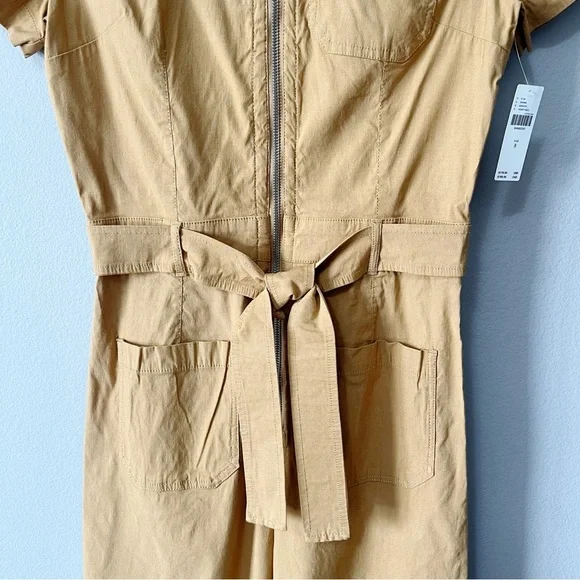 Anthropologie Maeve The Colette Weekend Jumpsuit Camel Tan Size 8 Belted NEW - Picture 5 of 13